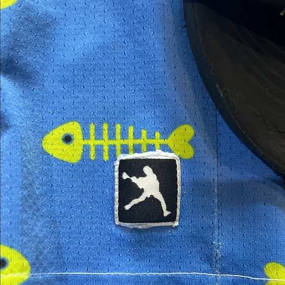 Perfect lax combo for 7 to 8yr Nike Black Slides with Blue Fish Print lax Shorts - Picture 2 of 5